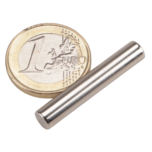 Cylindre magnétique en néodyme Ø 6,0 x 34,0 mm N45SH nickel - max. 150°C