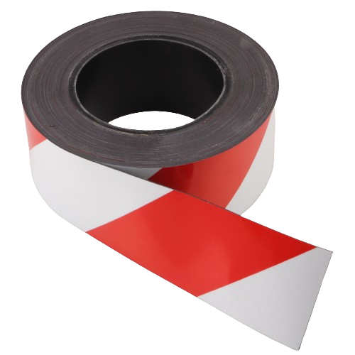 Ruban de signalisation magnétique, réfléchissant 10 mètres x 50 mm rouge/blanc