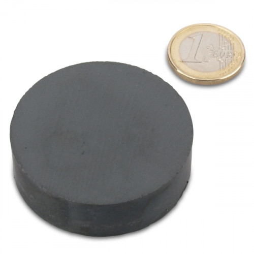 Disque magnétique Ø 50,0 x 15,0 mm Y35 ferrite - adhérence 4,1 kg