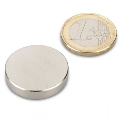 SmCo Disque magnétique Ø 25,0 x 5,0 mm S280 nickel - adhérence 5,4 kg
