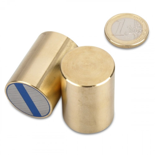NdFeB Aimant cylindrique avec base Ø 25 x 35 mm, laiton, tolérance h6 - 45,9 kg